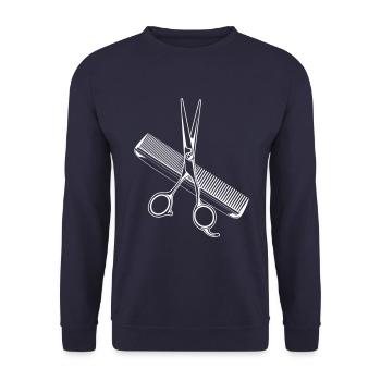 scissors comb hairdresser icon - Unisex Sweatshirt - navy - Front - Alina (178cm) & Michal (187cm)