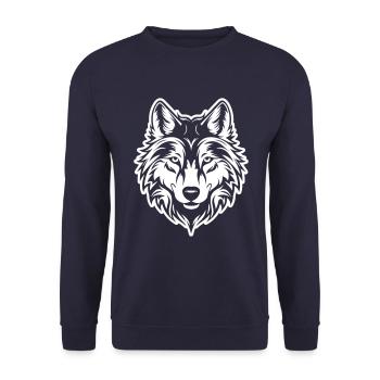Wolf Silhouette Tier - Unisex Pullover - Navy - Vorne - Alina (178cm) & Michal (187cm)