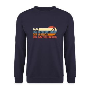 Papa Der Mann Der Mythos Die Gartenlegende Garten - Unisex Pullover - Navy - Vorne - Alina (178cm) & Michal (187cm)
