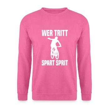 Wer Tritt Spart Sprit Lustiger Fahrrad Spruch - Unisex Pullover - Pink - Vorne