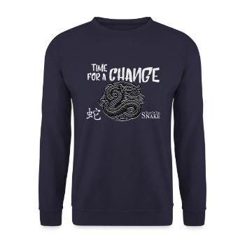 Time for change! Chinese Year of the Snake - Unisex Sweatshirt - navy - Front - Alina (178cm) & Michal (187cm)