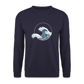 Surf AF Surfer on the Japanese wave - Unisex Sweatshirt - navy - Front - Alina (178cm) & Michal (187cm)