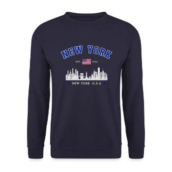 New York Skyline Est 1624 - Unisex Sweatshirt - navy - Front - Alina (178cm) & Michal (187cm)
