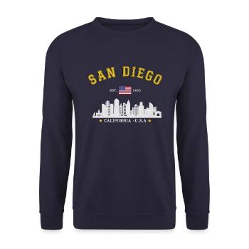 San Diego Est 1850 - Unisex Sweatshirt - navy - Front - Alina (178cm) & Michal (187cm)