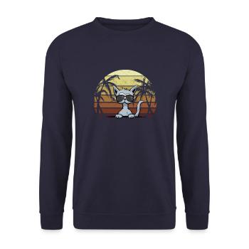 Chat de vacances Rétro mer coucher de soleil palmiers - Sweat-shirt Unisexe - marine - Devant - Alina (178cm) & Michal (187cm)
