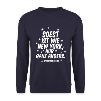 Soest ist wie New York - Unisex Pullover - Navy - Vorne - Alina (178cm) & Michal (187cm)