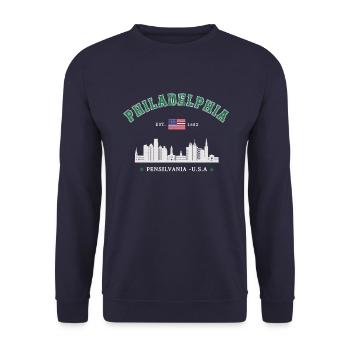 Philadelphia Est 1682 - Unisex Sweatshirt - navy - Front - Alina (178cm) & Michal (187cm)