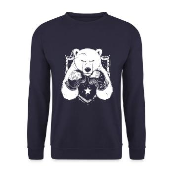 Polar Bear Polar Bear Boxer Boxing MMA - Unisex Sweatshirt - navy - Front - Alina (178cm) & Michal (187cm)
