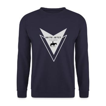 REITE JETZT - ATME SPÄTER - Nr. 6 WESTERNREITEN - Unisex Pullover - Navy - Vorne - Alina (178cm) & Michal (187cm)