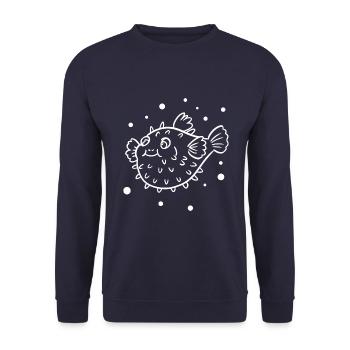 Thick puffer fish - Unisex Sweatshirt - navy - Front - Alina (178cm) & Michal (187cm)