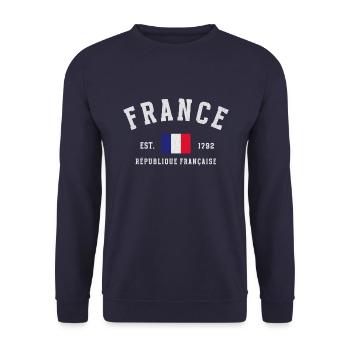 France Est 1792 Jahrgang - Unisex Pullover - Navy - Vorne - Alina (178cm) & Michal (187cm)