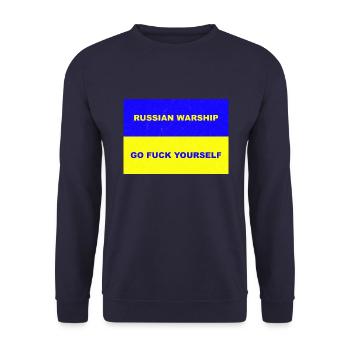 NAVIRE DE GUERRE RUSSE Allez vous faire foutre – Sale – 300DPI - Sweat-shirt Unisexe - marine - Devant - Alina (178cm) & Michal (187cm)