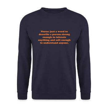 Infirmière : juste un mot.. - Sweat-shirt Unisexe - marine - Devant - Alina (178cm) & Michal (187cm)