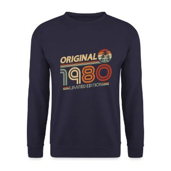 Cadeau d'anniversaire rétro vintage 1980 original - Sweat-shirt Unisexe - marine - Devant - Alina (178cm) & Michal (187cm)