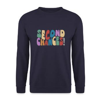 Second Chances Retro Groovy optimistisch Neuanfang - Unisex Pullover - Navy - Vorne - Alina (178cm) & Michal (187cm)