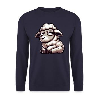 Skeptisches Schaf Comic Lustiger Stier - Unisex Pullover - Navy - Vorne - Alina (178cm) & Michal (187cm)