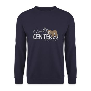 Finally Centered Fallen Asleep Zen Yoga Sloth - Unisex Sweatshirt - navy - Front - Alina (178cm) & Michal (187cm)
