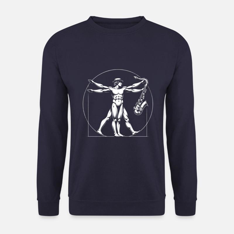 Vitruvian Man Saxophone - Unisex Sweatshirt - navy