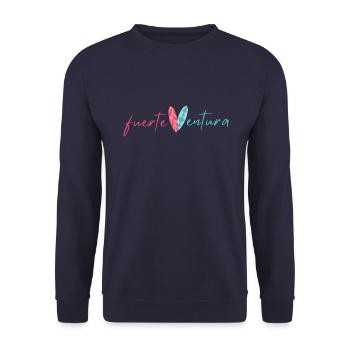 fuerteVentura Surfboard Design (Zweifarbig) - Unisex Pullover - Navy - Vorne - Alina (178cm) & Michal (187cm)