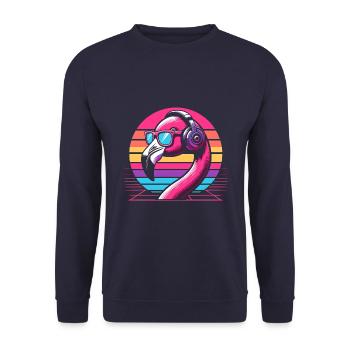 Flamingo Techno Musique - Sweat-shirt Unisexe - marine - Devant - Alina (178cm) & Michal (187cm)