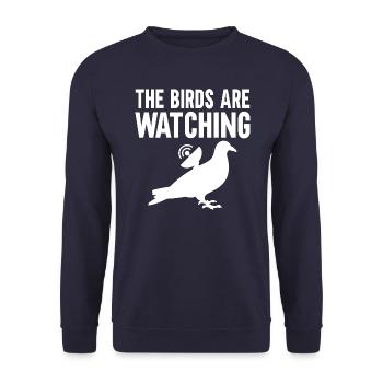 Birds Are Watching - Unisex Sweatshirt - navy - Front - Alina (178cm) & Michal (187cm)