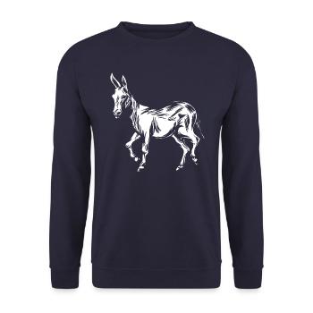 Esel Maultier - Unisex Pullover - Navy - Vorne - Alina (178cm) & Michal (187cm)