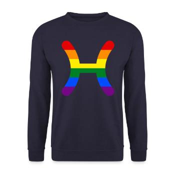 Sternzeichen Fische LGBT - Unisex Pullover - Navy - Vorne - Alina (178cm) & Michal (187cm)