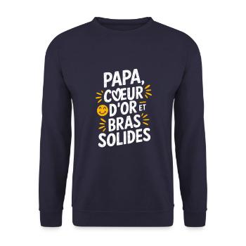 Papa Cœur d'or et Bras Solides - Sweat-shirt Unisexe - marine - Devant - Alina (178cm) & Michal (187cm)