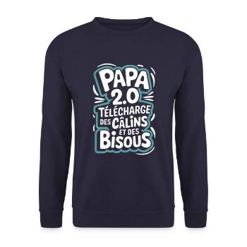 Papa 2.0 télécharge des câlins et des bisous - Sweat-shirt Unisexe - marine - Devant - Alina (178cm) & Michal (187cm)