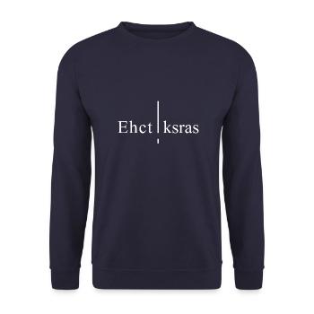 echt krass (white) - Unisex Pullover - Navy - Vorne - Alina (178cm) & Michal (187cm)