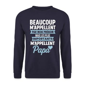 Papa Le plus important idée cadeau fête des pères - Sweat-shirt Unisexe - marine - Devant - Alina (178cm) & Michal (187cm)