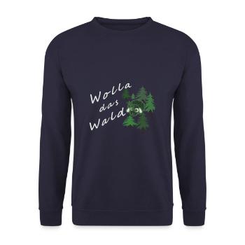 Wolla das Waldschaf - für dunkle Farben - Unisex Pullover - Navy - Vorne - Alina (178cm) & Michal (187cm)