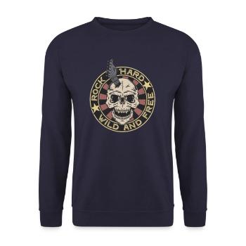 Rock Hard – Wild and Free - Unisex Pullover - Navy - Vorne - Alina (178cm) & Michal (187cm)