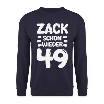 Zack 49 again! Birthday - Unisex Sweatshirt - navy - Front - Alina (178cm) & Michal (187cm)