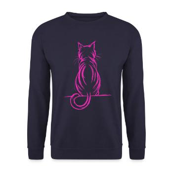 Dessin minimaliste d’un chat, rose - Sweat-shirt Unisexe - marine - Devant - Alina (178cm) & Michal (187cm)
