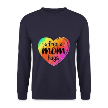 LGBTQIA LGBT Free Mom Hugs Rainbow Heart Gay Pride - Unisex Pullover - Navy - Vorne - Alina (178cm) & Michal (187cm)