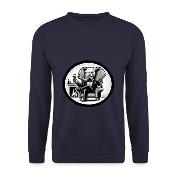 Elephant in suit with wine glass - Unisex Sweatshirt - navy - Front - Alina (178cm) & Michal (187cm)