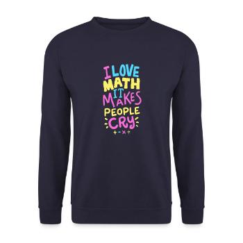 Schule: Ich liebe Mathe Shirt Geschenk - Unisex Pullover - Navy - Vorne - Alina (178cm) & Michal (187cm)