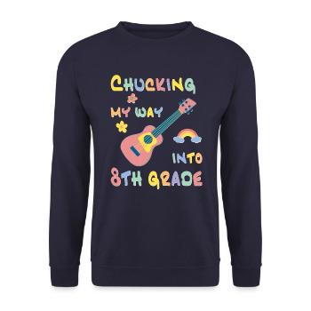Chucking my way into 8th grade - Unisex Sweatshirt - navy - Front - Alina (178cm) & Michal (187cm)