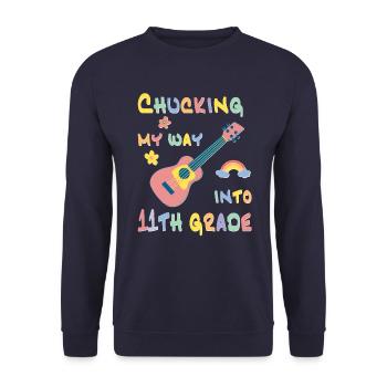 Chucking my way into 11th grade - Unisex Sweatshirt - navy - Front - Alina (178cm) & Michal (187cm)