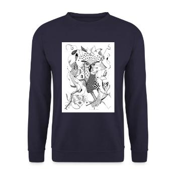 Rêve du hibou grand-duc - Sweat-shirt Unisexe - marine - Devant - Alina (178cm) & Michal (187cm)