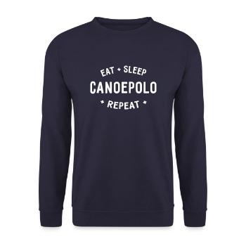 Eat Sleep Canoepolo Repeat - Kanupolo - Kajak - Unisex Pullover - Navy - Vorne - Alina (178cm) & Michal (187cm)