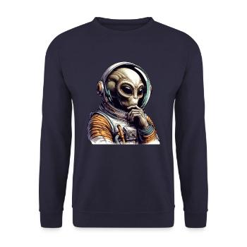 Alien Cosmonaut Space Adventure - Unisex Sweatshirt - navy - Front - Alina (178cm) & Michal (187cm)