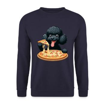 Comic Poodle with Pizza - Unisex Sweatshirt - navy - Front - Alina (178cm) & Michal (187cm)