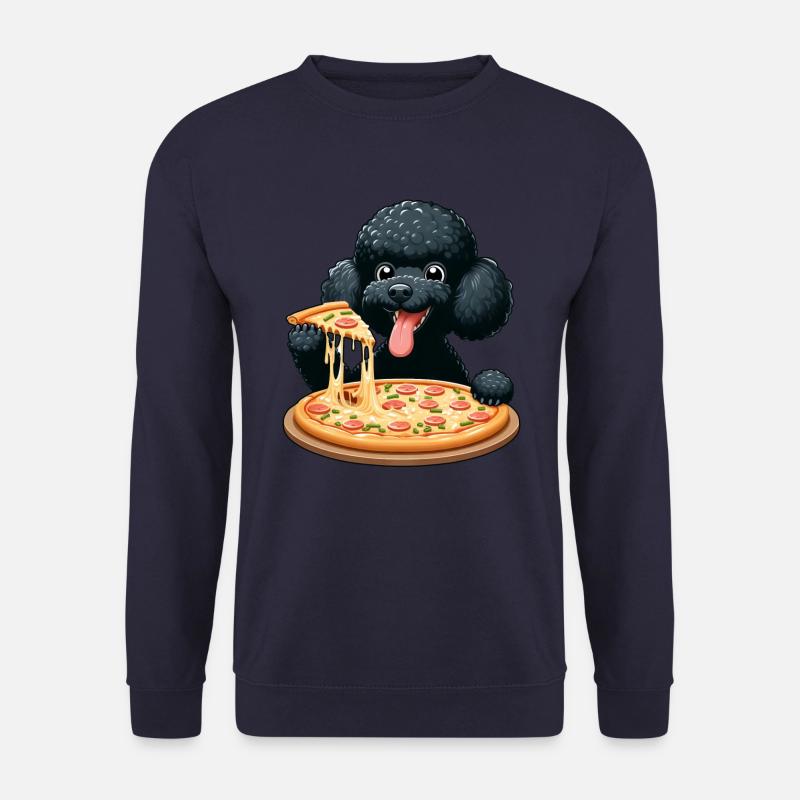 Comic Pudel mit Pizza - Unisex Pullover - Navy