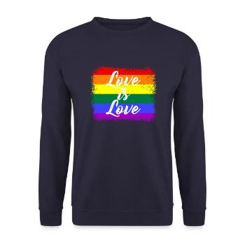 Pride Month, LGBTQ, Love is Love - Unisex Pullover - Navy - Vorne - Alina (178cm) & Michal (187cm)
