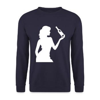 Party Woman Drunk Celebrating Bottle - Unisex Sweatshirt - navy - Front - Alina (178cm) & Michal (187cm)