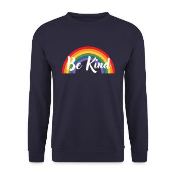 Be kind rainbow - Unisex Sweatshirt - navy - Front - Alina (178cm) & Michal (187cm)