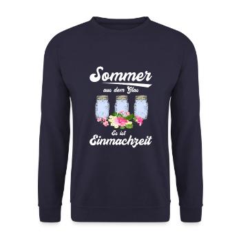 Gemüse und Obst im Einmachglas Einmachen Saison - Unisex Pullover - Navy - Vorne - Alina (178cm) & Michal (187cm)