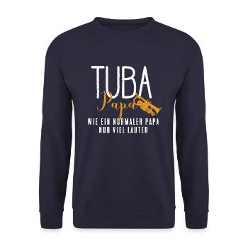 Cooler Tuba Papa - Unisex Pullover - Navy - Vorne - Alina (178cm) & Michal (187cm)